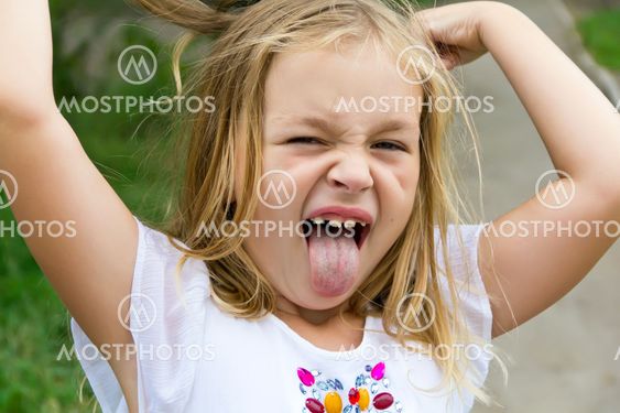 Girl makes faces imitate witch