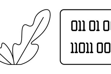 Digital Content Creation with Feather Icon, Binary Code,...