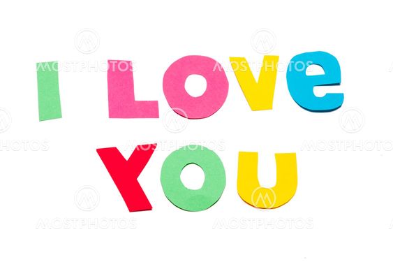 I love you text - white background