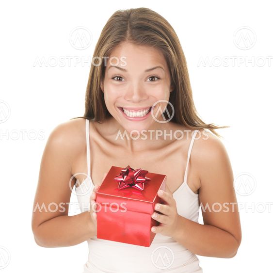 Gift woman surprised