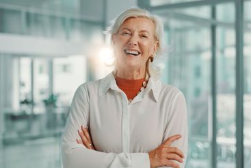 Happy, confident and portrait of mature businesswoman in...