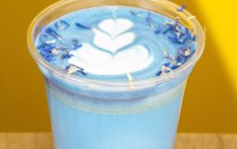 Hot fresh milk in glass on wooden table in daylight