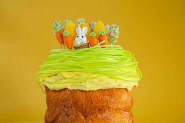 Easter-Themed Decorated Cake. Easter cake with sugar...