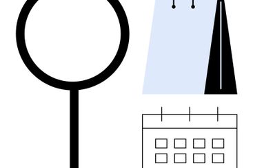 Search, Shopping, and Scheduling Concept with Magnifying...