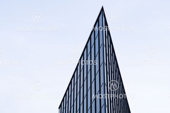 Corner of modern glass and steel building