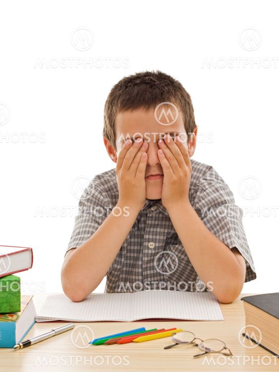 Tired schoolboy