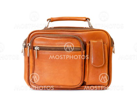 Men's vintage bag in brown color in retro style isolated...