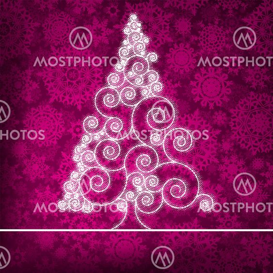Christmas card with stylized pink glowing. EPS 8