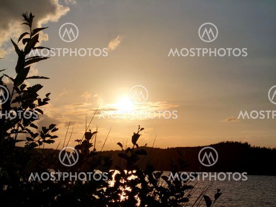 Sunset over lake