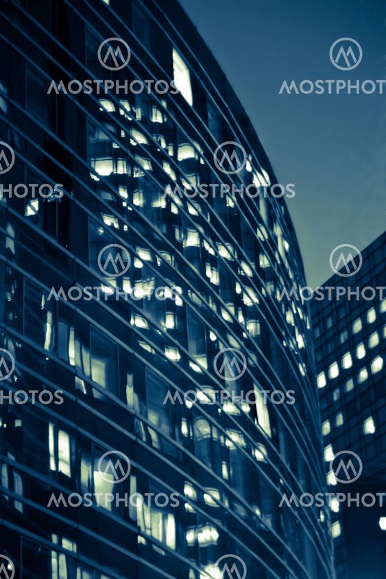 modern illuminated office building
