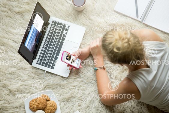 Teenage girl browsing social media