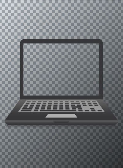 Vector modern laptop icon on transparent background.
