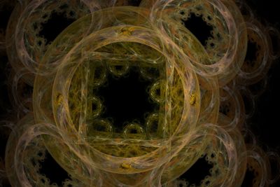 Abstract colorful yellow golden fractal on black...