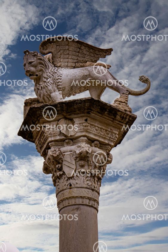 Column with the Venetian winged lion in Piazza dei...