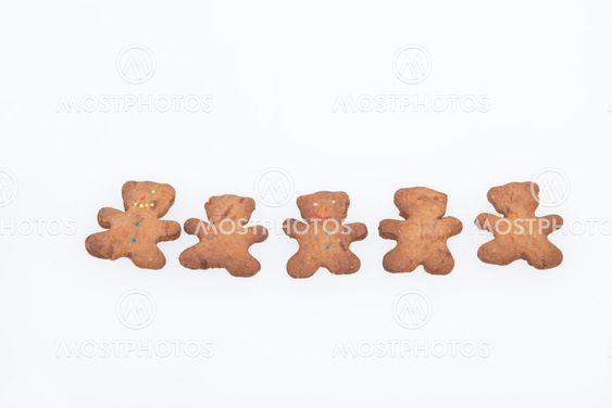 Homemade Ginger Cookies. Five Gingerbread Men and Stars