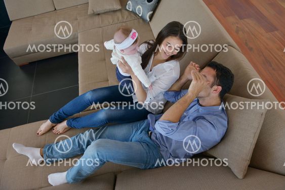 happy young family at home