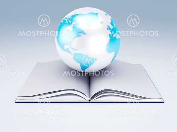 open book and globe. knowledge concept