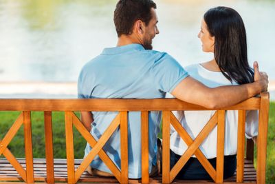 Romantic date. Rear view of beautiful young loving couple...