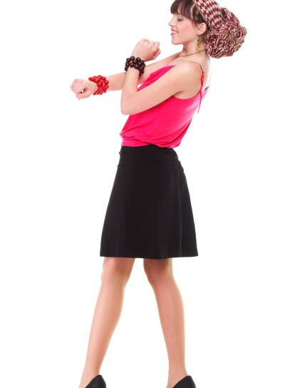 Full length woman in a turban isolated