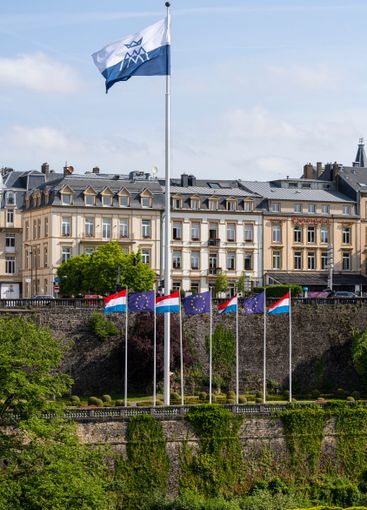Luxembourg and Europe flags