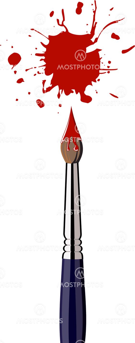 Paint brush with red color splash