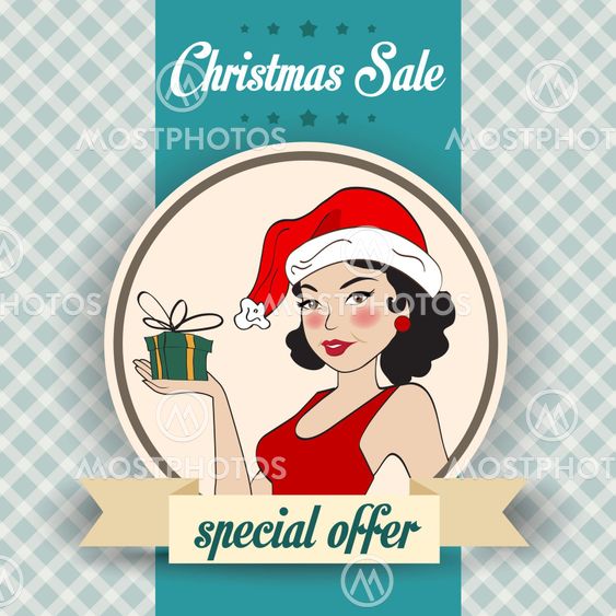 Christmas sale design with sexy Santa girl