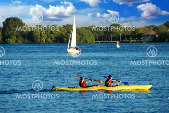 Kayaking on a lake