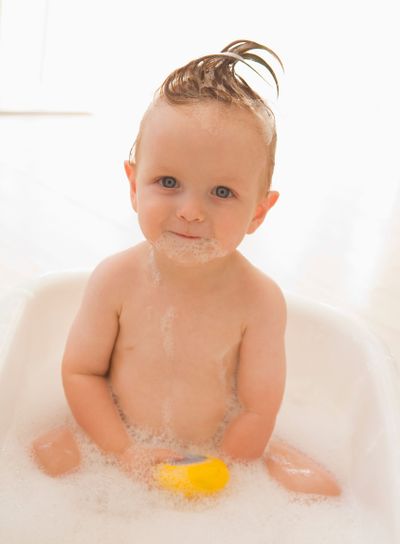 Baby in bubble bath