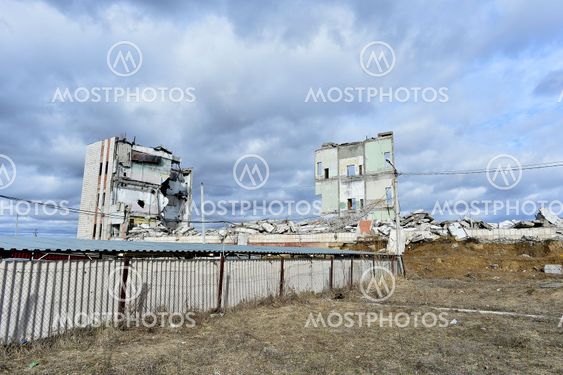 Pieces of Metal and Stone are Crumbling from Demolished Building Floors