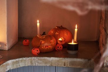 This is one scary sight. Still life shot of carved...