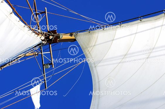 white sails of yachts and blue sky