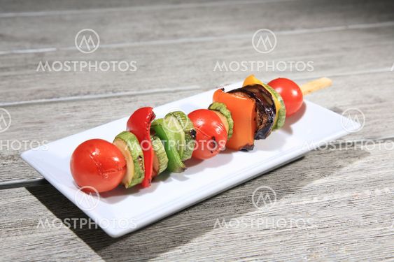 fresh vegetables on a skewer