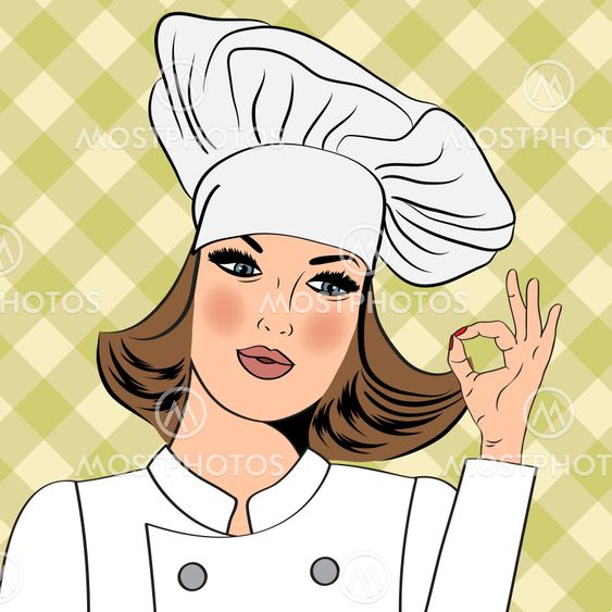 Sexy chef woman in uniform gesturing ok sign with her hand