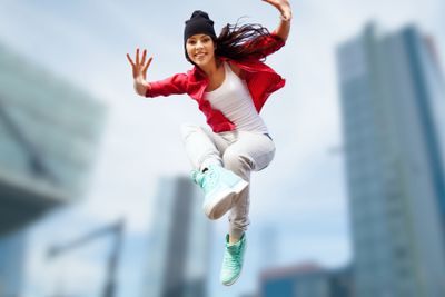 beautiful dancing girl jumping