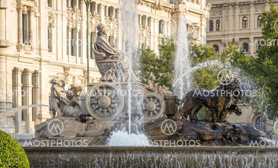 Famous Cibeles fountain square in Madrid, Spain