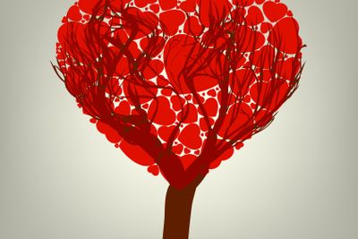 Stylized love tree made of hearts. EPS 8