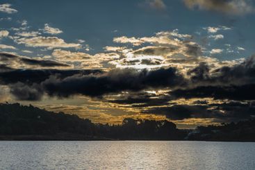 Evening lake landscape. 