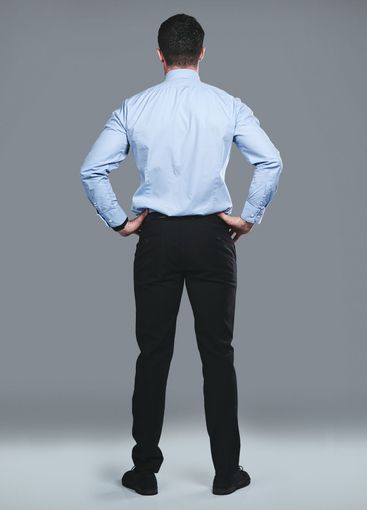 Back, business and man in studio, professional and...