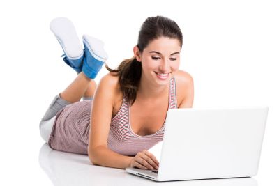 Student working on a laptop