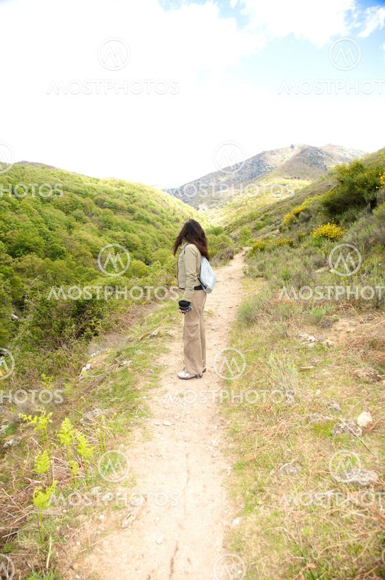 woman wathing the path