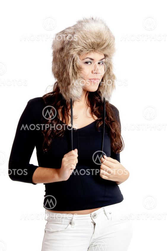 Girl with a fur hat