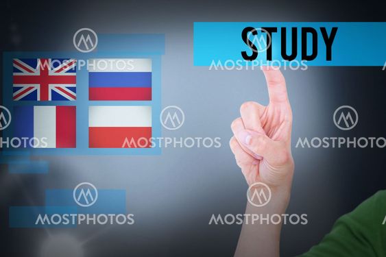 Study against blue background