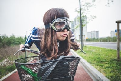 beautiful woman biker cycling