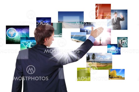 Man working with vurtial screens