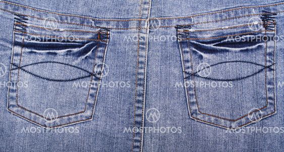 Blue jeans fabric with pockets