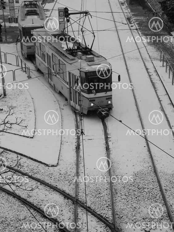 Budapest Tram in the snow