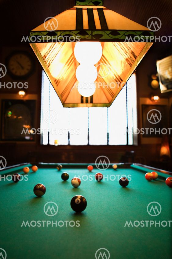 Balls on pool table.
