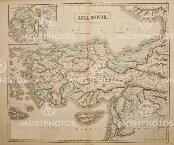 Asia minor. Ancient map of the world . Published by George Philip and son at London 1857 and are not subject to copyright.