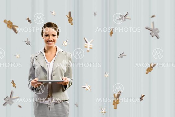 business woman holding a tablet