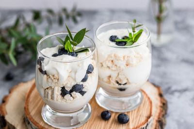 Light summer dessert made from whipped cream, meringues...